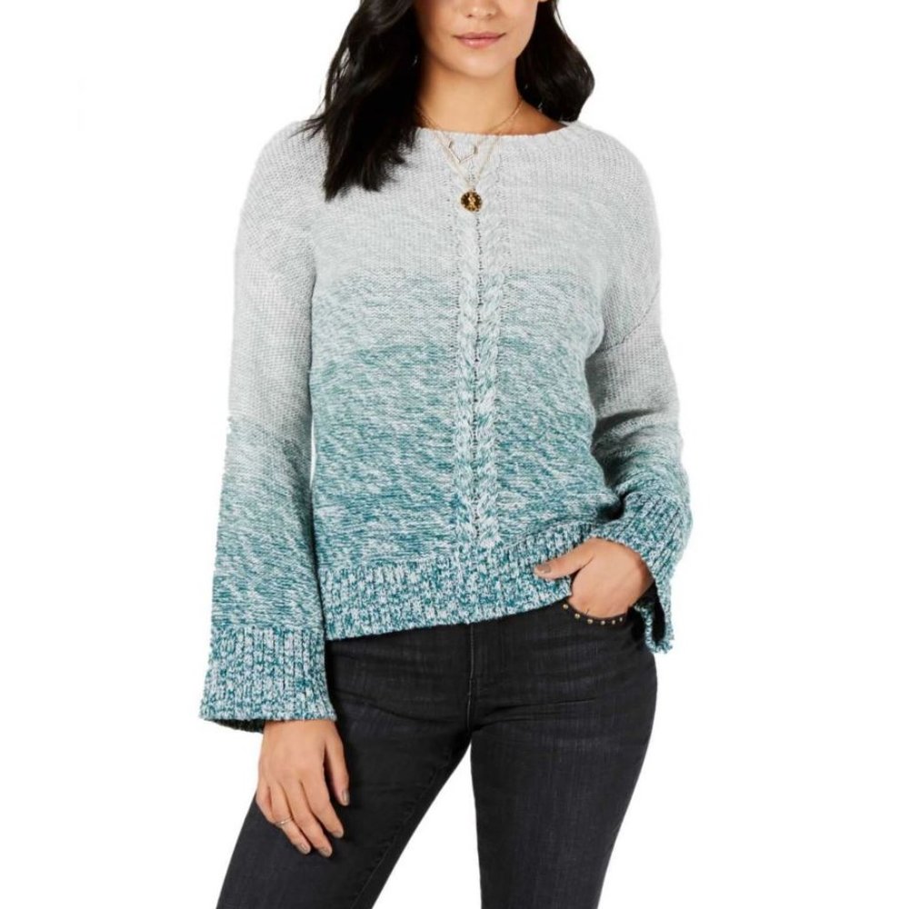 Style & Co Sweater Marl Braid Pullover Green LARGE